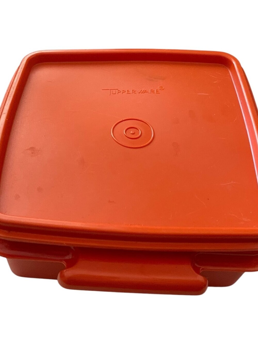 Vintage Tupperware Square Food Storage Container with Lid Orange Harvest Gold
